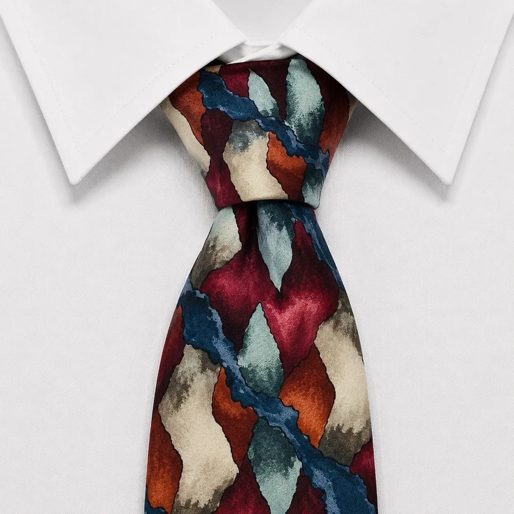 J. Garcia Blue Mountain Collection Six Silk Necktie Mens Multicolor Abstract 57